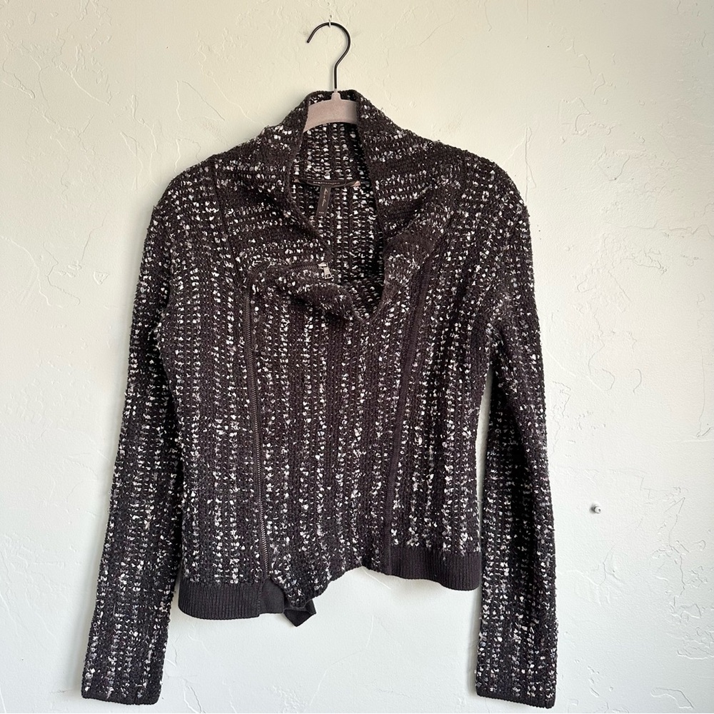 BCBGMaxAzria Women Sweater Jacket Black White XXS Business Preppy Fall Winter